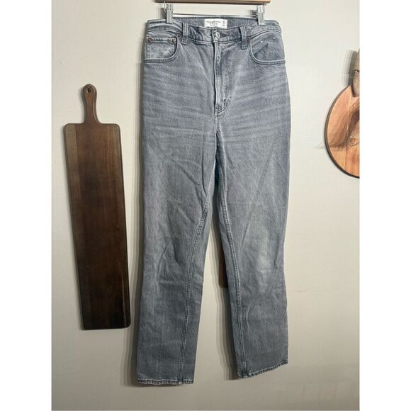 Abercrombie & Fitch grey ultra High Rise The 90s straight Jeans Size 4 Extra Lon - Picture 1 of 5